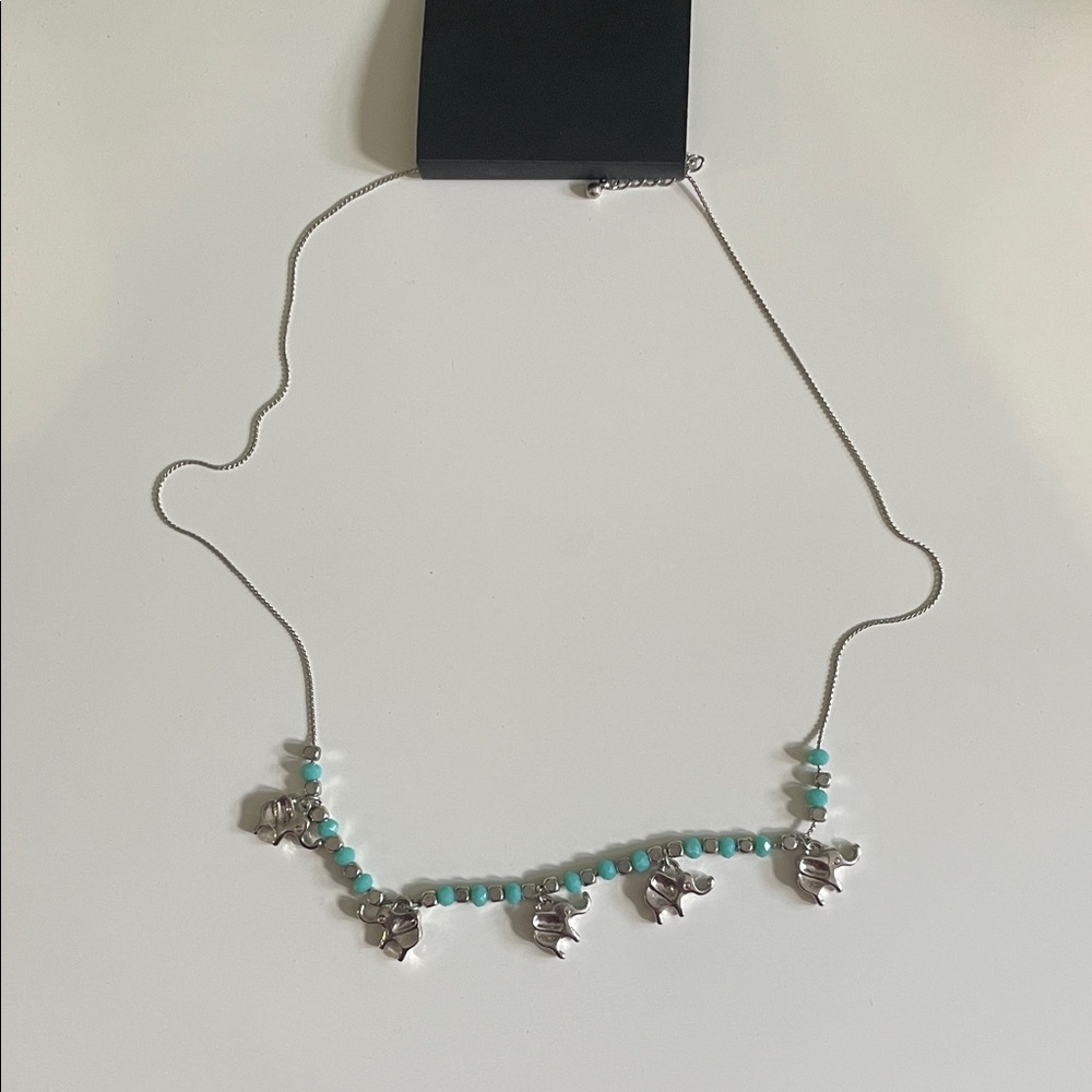 Forever 21 Silver Necklace with Turquoise Accents